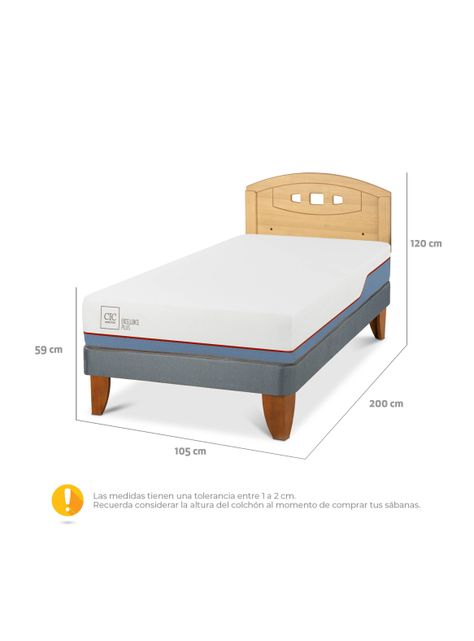 Cama Europea Excellence Plus 1.5 Plazas + Respaldo Gales Mostaza-1