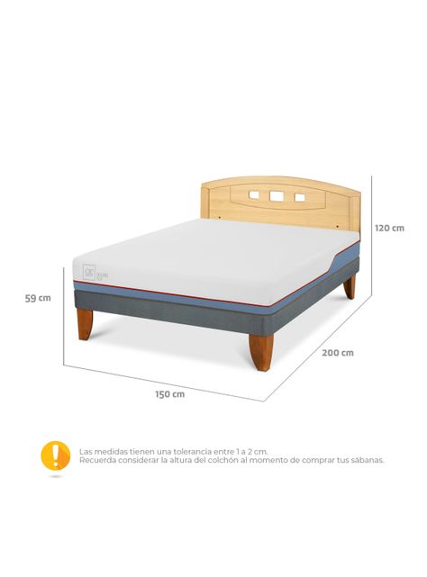 Cama Europea Excellence Plus 2 Plazas+ Respaldo Gales Mostaza-1