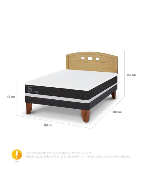 Cama Europea Ortopedic 2 Plazas + Respaldo Gales Mostaza-1