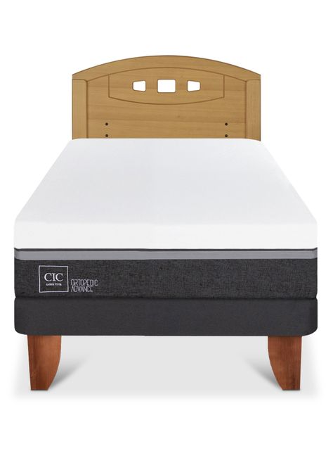 Cama Europea Ortopedic Advance 1.5 Plazas + Respaldo Gales Mostaza-2