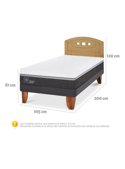 Cama Europea Ortopedic Advance 1.5 Plazas + Respaldo Gales Mostaza-1