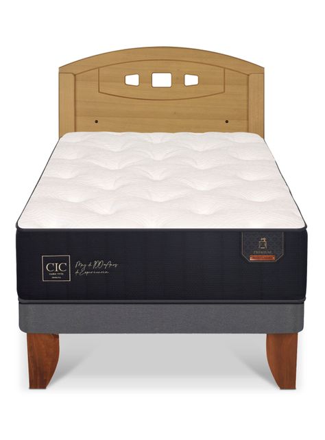 Cama Europea Premium 1.5 Plazas + Respaldo Gales Mostaza-2
