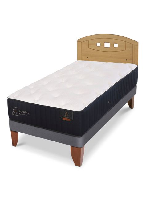 Cama Europea Premium 1.5 Plazas + Respaldo Gales Mostaza-0