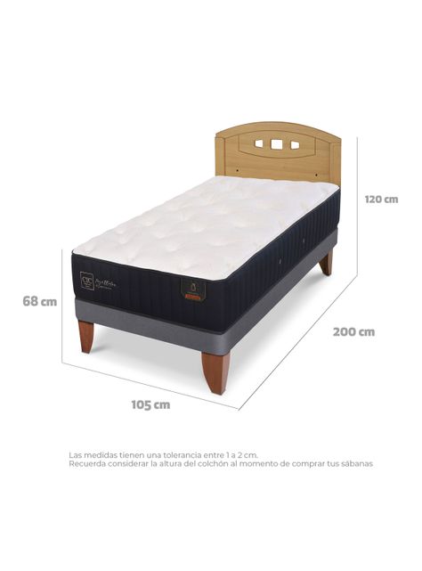 Cama Europea Premium 1.5 Plazas + Respaldo Gales Mostaza-1