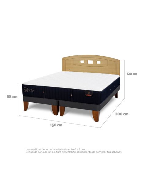 Cama Europea Premium 2 Plazas Base Dividida + Respaldo Gales Mostaza-1
