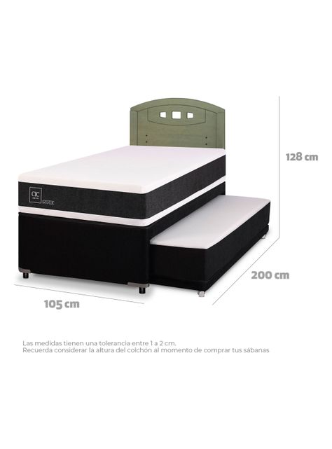 Diván Ortopedic Black 1.5 Plazas Respaldo Gales Olivo-1