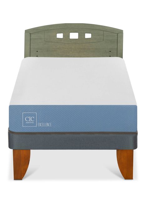 Cama Europea Excellence 1 Plaza + Respaldo Gales Olivo-2