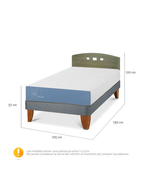 Cama Europea Excellence 1.5 Plazas + Respaldo Gales Olivo-1