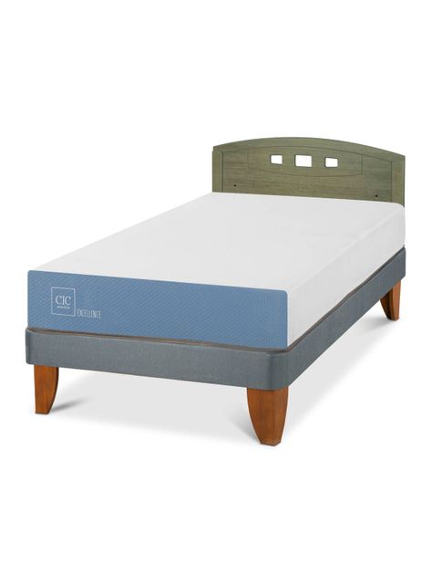 Cama Europea Excellence 1.5 Plazas + Respaldo Gales Olivo-0