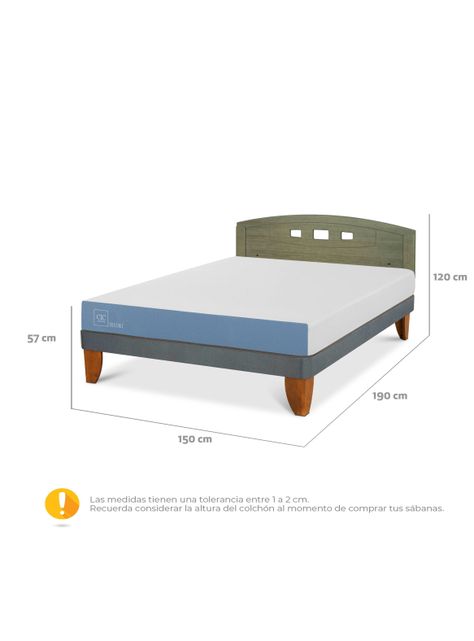 Cama Europea Excellence 2 Plazas + Respaldo Gales Olivo-1