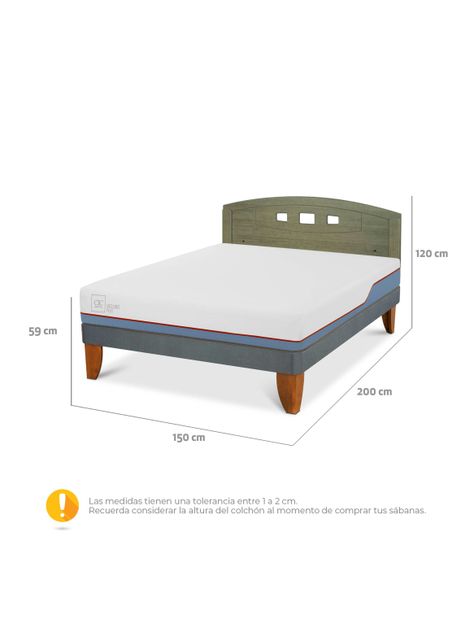 Cama Europea Excellence Plus 2 Plazas + Respaldo Gales Olivo-1