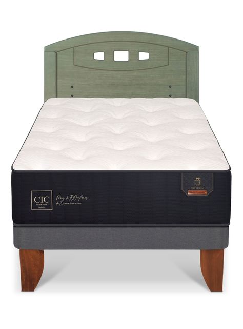 Cama Europea Premium 1.5 Plazas + Respaldo Gales Olivo-2