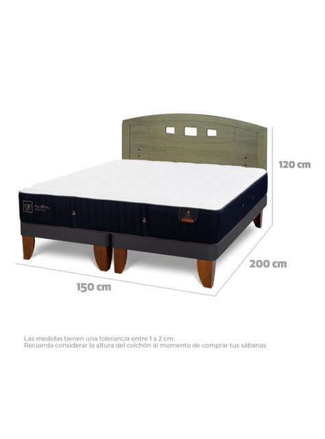 Cama Europea Premium 2 Plazas Base Dividida + Respaldo Gales Olivo-1