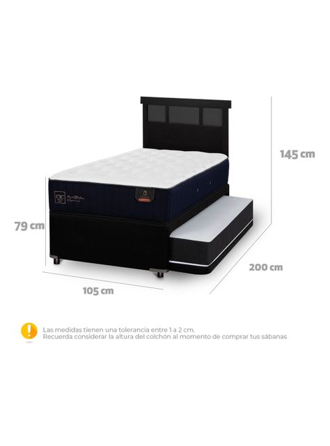 Diván Premium Black 1.5 Plazas Respaldo Dublín Negro-1