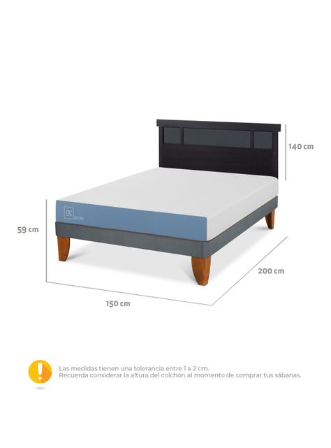Cama Europea Excellence Plus 2 Plazas + Respaldo Dublín Negro-1