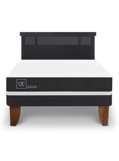 Cama Europea Ortopedic 2 Plazas + Respaldo Dublín Negro-2