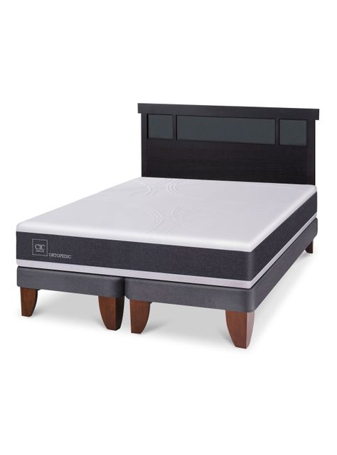 Cama Europea Ortopedic 2 Plazas Base Dividida + Respaldo Dublín Negro-0