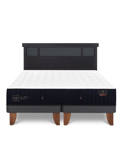 Cama Europea Premium King + Respaldo Dublín Negro-2