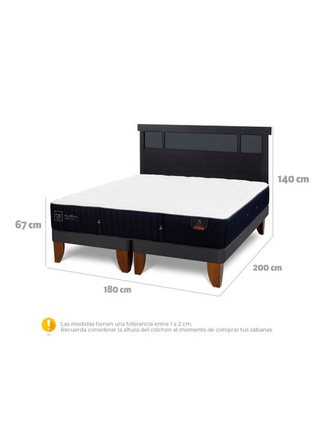 Cama Europea Premium King + Respaldo Dublín Negro-1