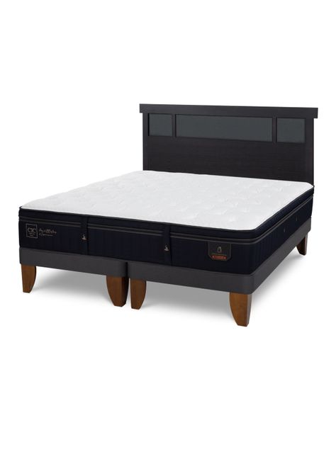 Cama Europea Súper Premium King + Respaldo Dublín Negro-0