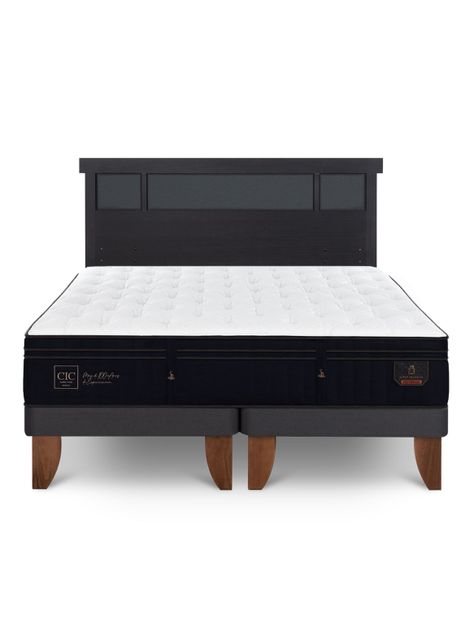 Cama Europea Súper Premium King + Respaldo Dublín Negro-2