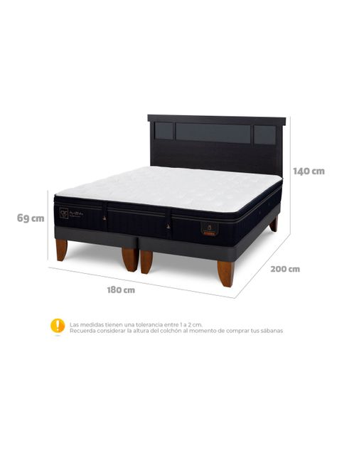 Cama Europea Súper Premium King + Respaldo Dublín Negro-1