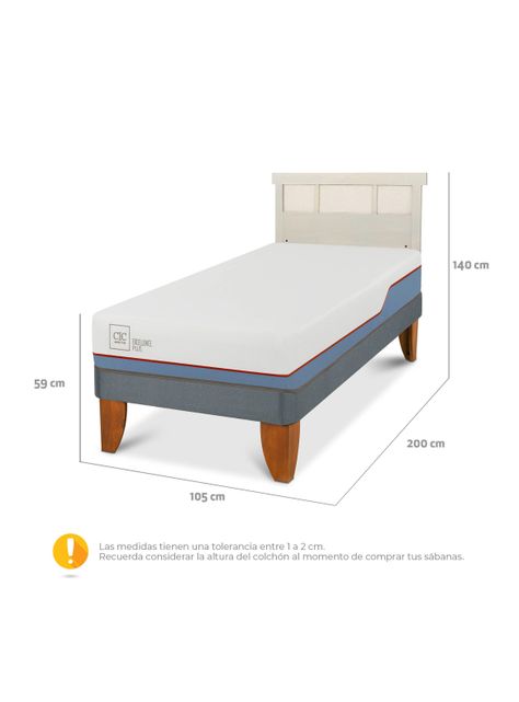 Cama Europea Excellence Plus 1.5 Plazas + Respaldo Dublín Alpino-1