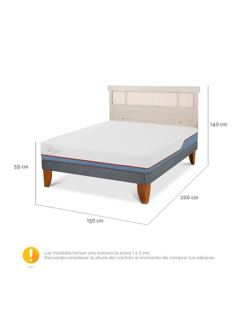 Cama Europea Excellence Plus 2 Plazas+ Respaldo Dublín Alpino-1