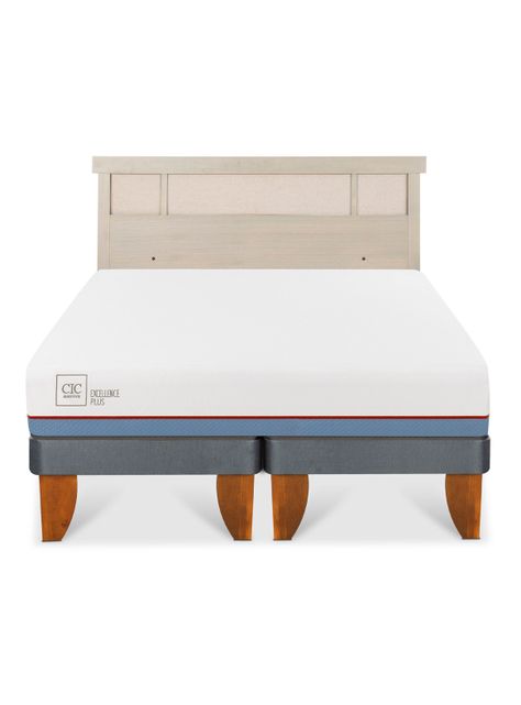 Cama Europea Excellence Plus 2 Plazas Base Dividida + Respaldo Dublín Alpino-2