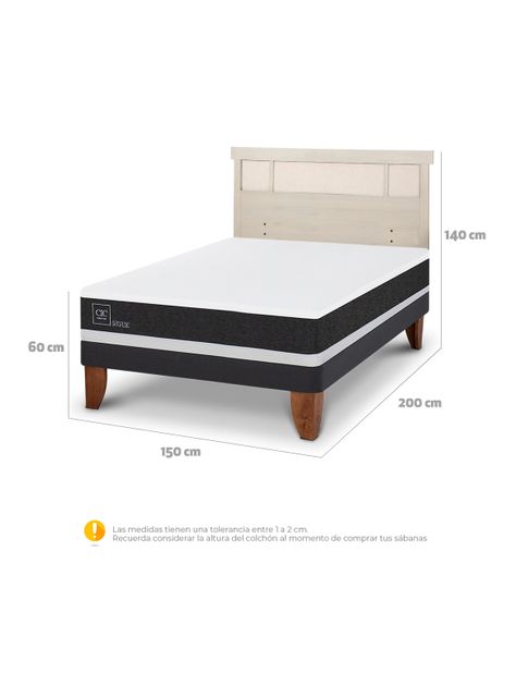Cama Europea Ortopedic 2 Plazas + Respaldo Dublín Alpino-1