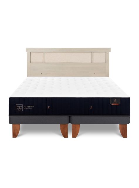 Cama Europea Premium 2 Plazas Base Dividida + Respaldo Dublín Alpino-2