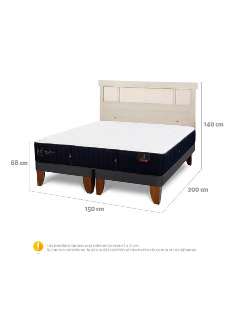 Cama Europea Premium 2 Plazas Base Dividida + Respaldo Dublín Alpino-1