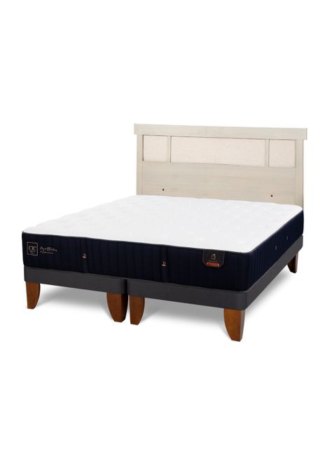 Cama Europea Premium 2 Plazas Base Dividida + Respaldo Dublín Alpino-0