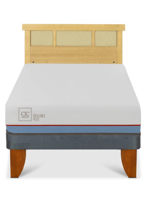 Cama Europea Excellence Plus 1.5 Plazas + Respaldo Dublín Mostaza-2