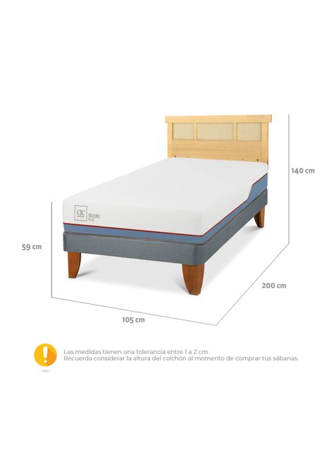 Cama Europea Excellence Plus 1.5 Plazas + Respaldo Dublín Mostaza-1