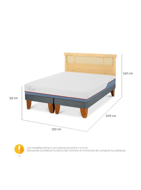 Cama Europea Excellence Plus 2 Plazas Base Dividida + Respaldo Dublín Mostaza-1
