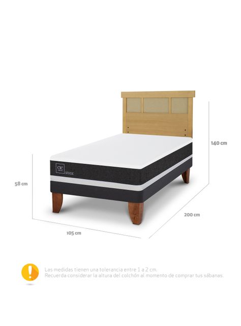 Cama Europea Ortopedic 1.5 Plazas + Respaldo Dublín Mostaza-1
