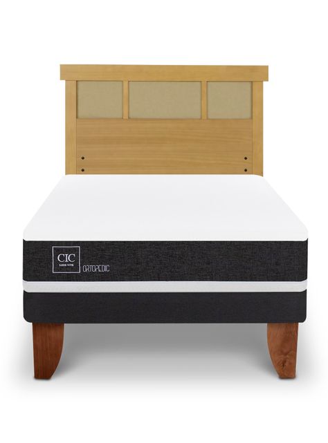 Cama Europea Ortopedic 1.5 Plazas + Respaldo Dublín Mostaza-2