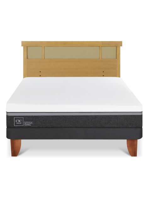 Cama Europea Ortopedic Advance King + Respaldo Dublin Mostaza-2