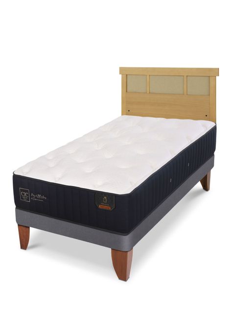 Cama Europea Premium 1.5 Plazas + Respaldo Dublín Mostaza-0