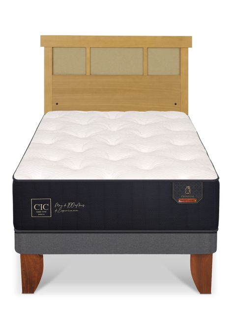 Cama Europea Premium 1.5 Plazas + Respaldo Dublín Mostaza-2