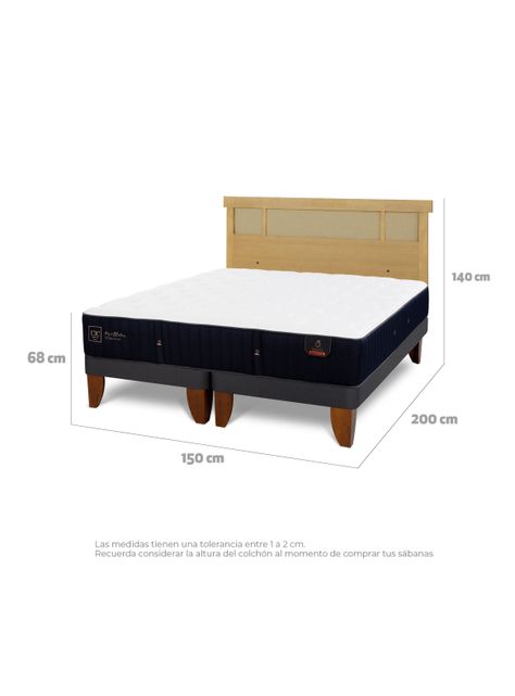 Cama Europea Premium 2 Plazas Base Dividida + Respaldo Dublín Mostaza-1