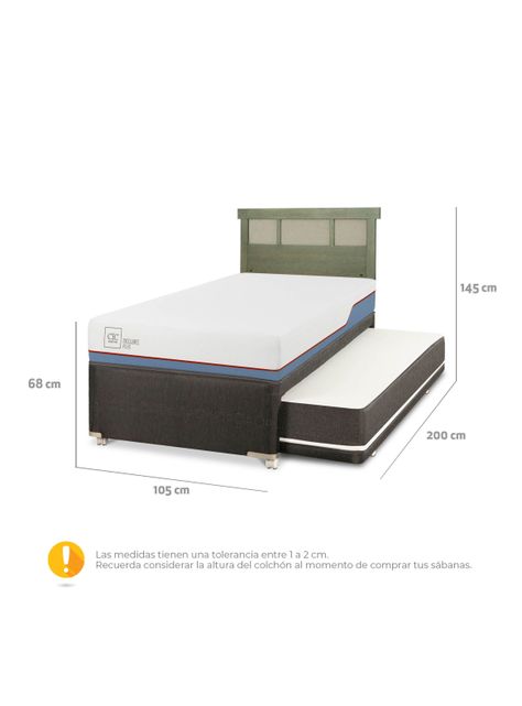 Diván Excellence Plus Black 1.5 Plazas Respaldo Dublín Olivo-1