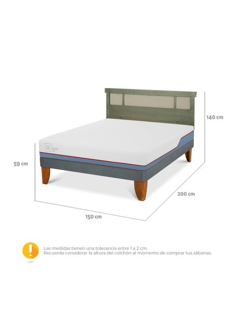 Cama Europea Excellence Plus 2 Plazas+ Respaldo Dublín Olivo-1