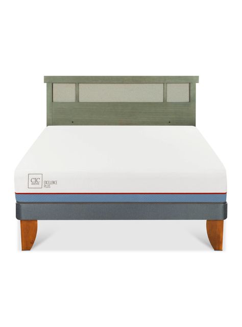 Cama Europea Excellence Plus 2 Plazas+ Respaldo Dublín Olivo-2