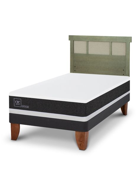 Cama Europea Ortopedic 1.5 Plazas + Respaldo Dublín Olivo-0