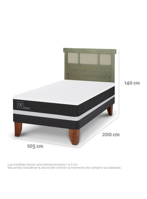 Cama Europea Ortopedic 1.5 Plazas + Respaldo Dublín Olivo-1
