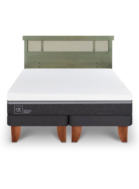 Cama Europea Ortopedic Advance King + Respaldo Dublín Olivo-2