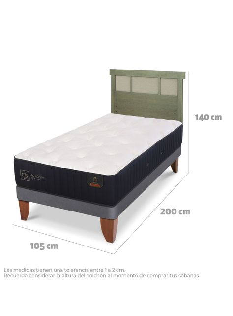 Cama Europea Premium 1.5 Plazas + Respaldo Dublín Olivo-1