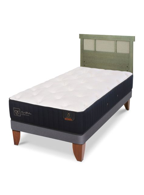 Cama Europea Premium 1.5 Plazas + Respaldo Dublín Olivo-0